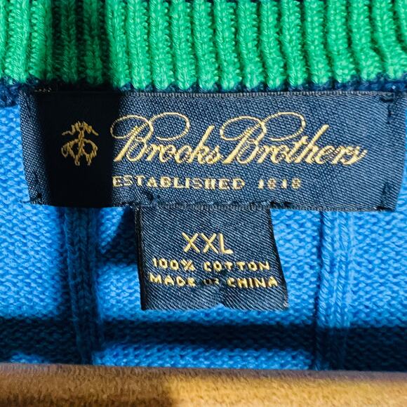 Vintage 90s Brooks Brothers Crew Neck Sweater Lightweight Stripe Block - XXL - Picture 4 of 6